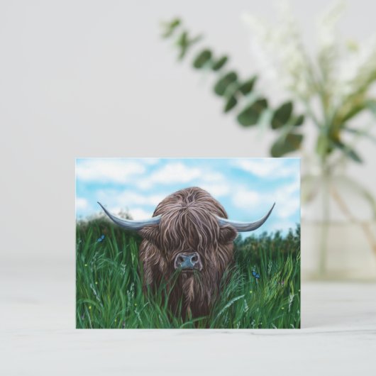 Schots hoogland Cow Painting Briefkaart (Staand voorkant)