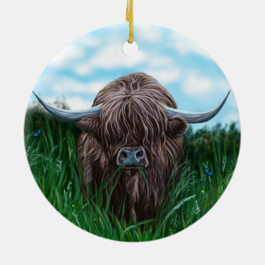 Schots hoogland Cow Painting Keramisch Ornament (Achterkant)