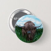 Schots hoogland Cow Painting Ronde Button 5,7 Cm (Voorkant /achterkant)
