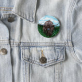 Schots hoogland Cow Painting Ronde Button 5,7 Cm (In situ)