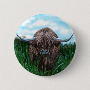 Schots hoogland Cow Painting Ronde Button 5,7 Cm