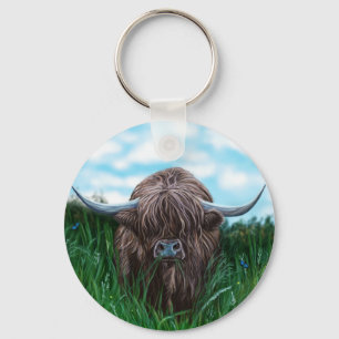 Schots hoogland Cow Painting Sleutelhanger