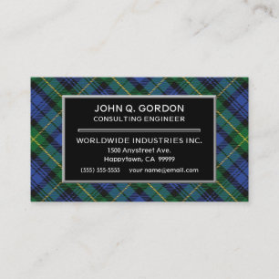 Schots huis van Gordon Clan Tartan Plaid Visitekaartje