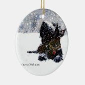 Schots in de sneeuw keramisch ornament (Rechts)