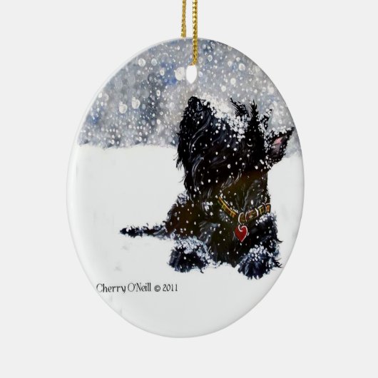 Schots in de sneeuw keramisch ornament (Rechts)