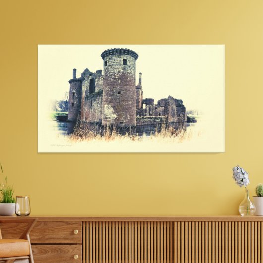 Schots kasteel Caeverlock in Dumfries Canvas Afdruk (Insitu (Woonkamer))