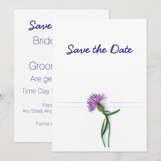 Schots, Keltisch bruiloft Thistle Theme Save the D Kaart (Voorkant / Achterkant)