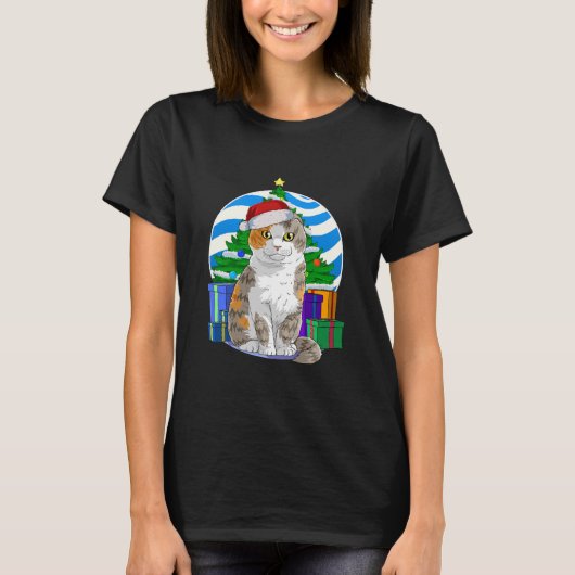 Schots kerstkerstfeest met een kat met een flinke  t-shirt (Voorkant)
