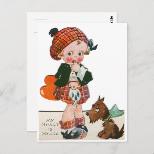 Schots kind met papaverValentijn Briefkaart (Voorkant / Achterkant)