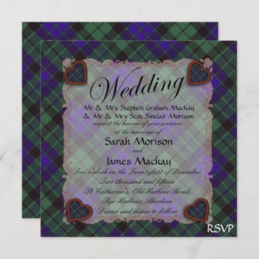 Schots makreel tartan - Pset Kaart (Voorkant / Achterkant)