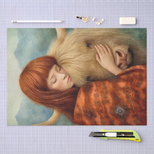 Schots meisje en Highland Koe Tissuepapier (Craft)