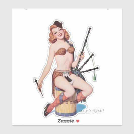  Schots meisje met bagpipe Sticker (Vel)