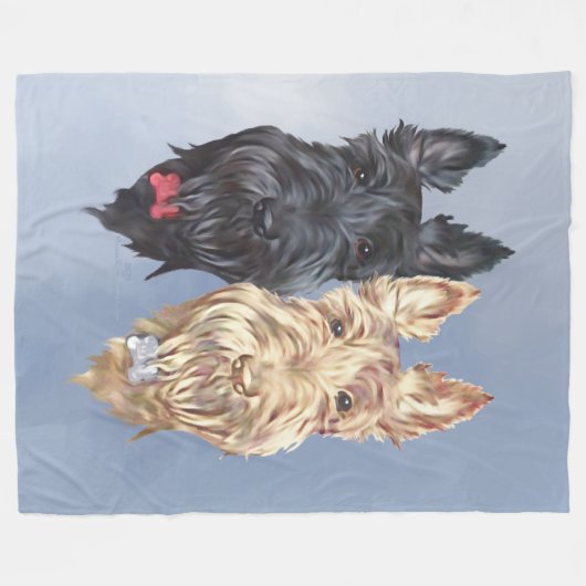 Schots met zwarte en wieltjes op tartan fleece deken (Voorkant (Horizontaal))