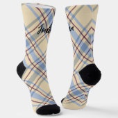 Schots monogrammed beige tartan script sokken (Gebogen)