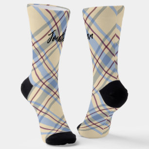 Schots monogrammed beige tartan script sokken