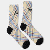 Schots monogrammed beige tartan script sokken (Rechts)