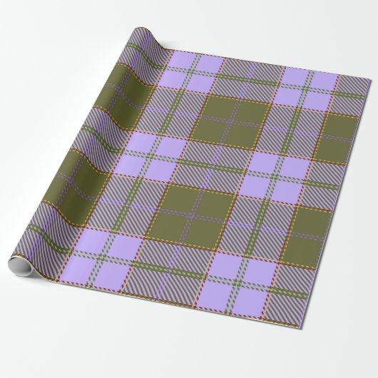 Schots naadloos Pa met groene en Paarse tartan Cadeaupapier (Uitgerold)