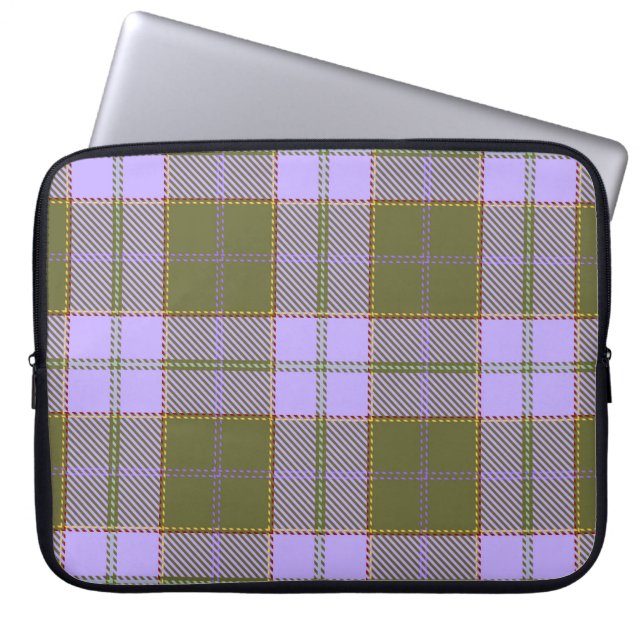 Schots naadloos Pa met groene en Paarse tartan Laptop Sleeve (Voorkant)