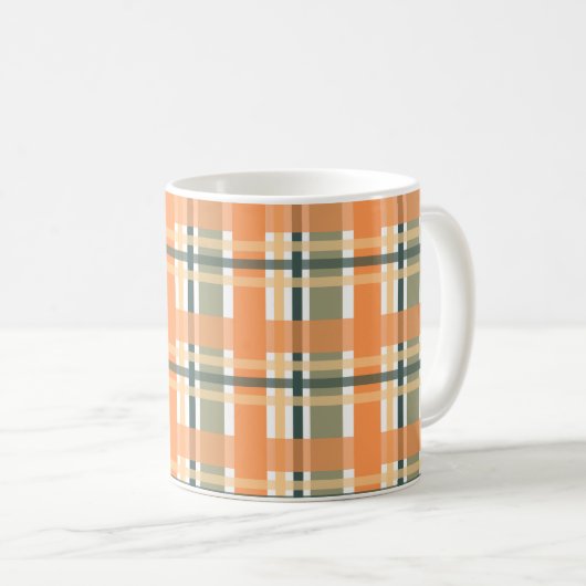 Schots oranje groene tartan gevlekt koffiemok (Voorkant rechts)