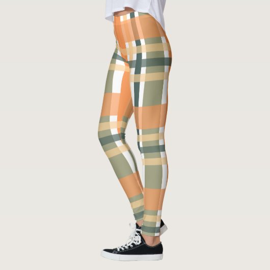 Schots oranje groene tartan gevlekt leggings (Links)