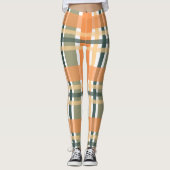 Schots oranje groene tartan gevlekt leggings (Voorkant)