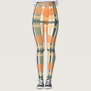 Schots oranje groene tartan gevlekt leggings