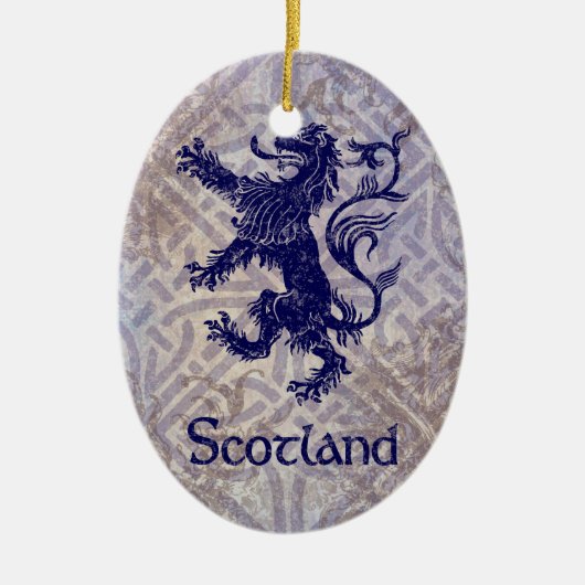 Schots Rampant Lion Navy Blue Celtic Knot Keramisch Ornament (Voorkant)