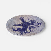 Schots Rampant Lion Navy Blue Celtic Knot Papieren Bordje (Gekanteld)