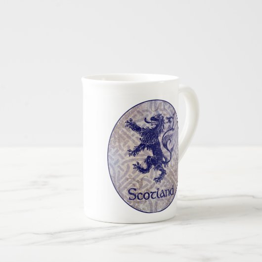 Schots Rampant Lion Navy Blue Celtic Knot Porselein Kop (Voorkant rechts)