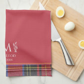 Schots Red Tartan Custom Monogram Traditioneel Theedoek (Quarter Fold)