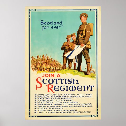Schots Regiment Wervingsfolder WWII Brits Poster (Voorkant)