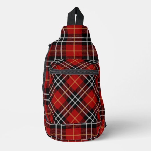 Schots rood en zwart Tartan Plaid Sling Bag (Voorkant)