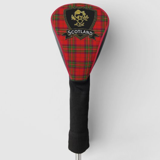Schots Roos en Thistle Tartan Jouw tekst Golfheadcover (Voorkant)