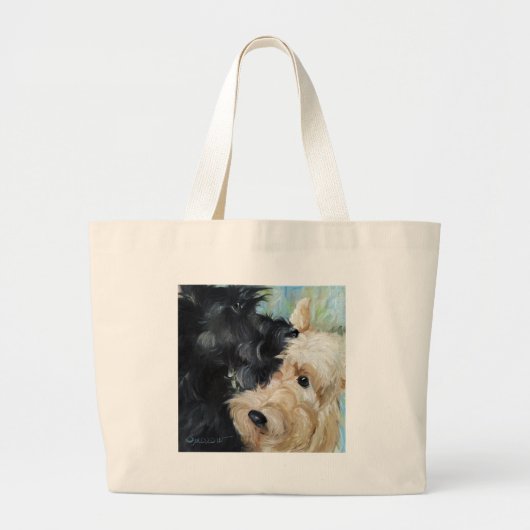 Schots schottenscottie voor zwarte en piepende sch grote tote bag (Voorkant)