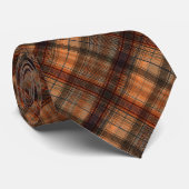 Schots tartan bruin oranje zwart, klassiek N Stropdas (Opgerold)