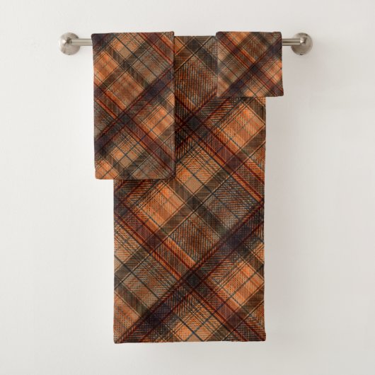 Schots tartan bruin oranje zwarte klassieker bad handdoek (Insitu)