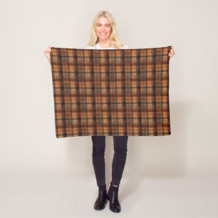 Schots tartan bruin oranje zwarte klassieker fleece deken