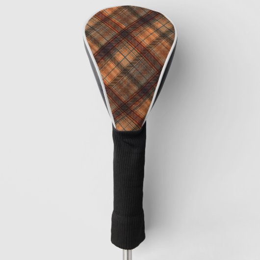 Schots tartan bruin oranje zwarte klassieker golfheadcover (Voorkant)