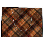Schots tartan bruin oranje zwarte klassieker groot cadeauzakje (Achterkant)