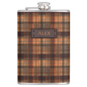 Schots tartan bruin oranje zwarte klassieker heupfles (Voorkant)