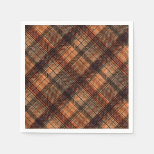 Schots tartan bruin oranje zwarte klassieker servet (Voorkant)