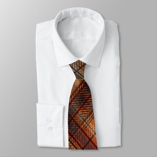 Schots tartan bruin oranje zwarte klassieker stropdas (Gebonden)