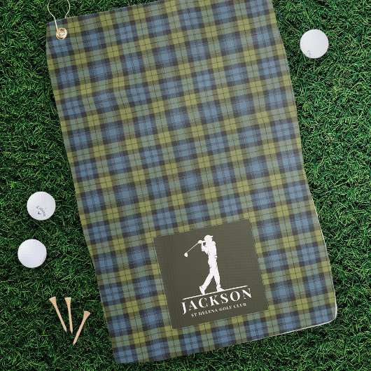 Schots Tartan Plaid Blauw Groen Monogram Golfhanddoek