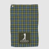 Schots Tartan Plaid Blauw Groen Monogram Golfhanddoek (Voorkant)