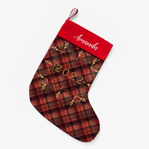 Schots tartan rood zwart klassiek klein Chri Kleine Kerstsok