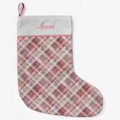 Schots tartan roze klassiek kleine kerstsok (Voorkant)