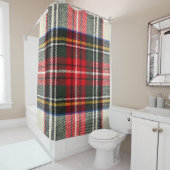 Schots tartanpatroon. Rood- en witte wolvlecht Douchegordijn (In situ)