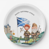 Schots thema verjaardagsfeestje papieren bordje (Voorkant)