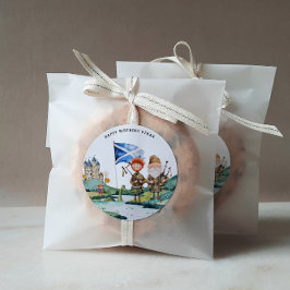 Schots thema verjaardagsfeestje ronde sticker