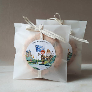 Schots thema verjaardagsfeestje ronde sticker